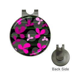 Magenta Floral Design Hat Clips With Golf Markers by Valentinaart