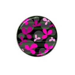 Magenta Floral Design Hat Clip Ball Marker