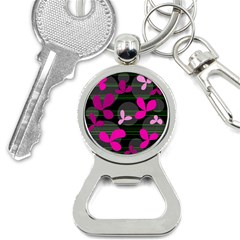 Magenta Floral Design Bottle Opener Key Chains