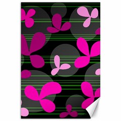 Magenta Floral Design Canvas 12  X 18  