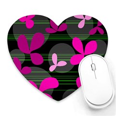 Magenta Floral Design Heart Mousepads