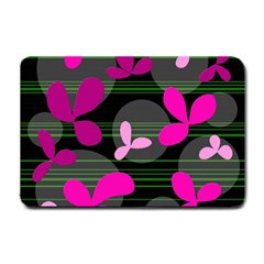 Magenta Floral Design Small Doormat  by Valentinaart