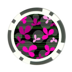 Magenta Floral Design Poker Chip Card Guards