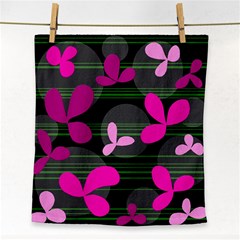 Magenta Floral Design Face Towel by Valentinaart