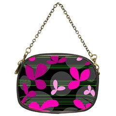 Magenta Floral Design Chain Purses (one Side) 