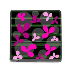 Magenta Floral Design Memory Card Reader (square) by Valentinaart