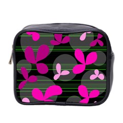 Magenta Floral Design Mini Toiletries Bag 2-side