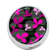 Magenta Floral Design 4-port Usb Hub (one Side) by Valentinaart