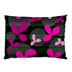 Magenta Floral Design Pillow Case (two Sides)