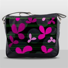 Magenta Floral Design Messenger Bags