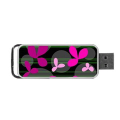 Magenta Floral Design Portable Usb Flash (two Sides)