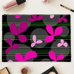 Magenta Floral Design Cosmetic Bag (xxl) 