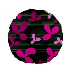 Magenta Floral Design Standard 15  Premium Round Cushions by Valentinaart