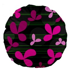 Magenta Floral Design Large 18  Premium Round Cushions