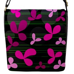 Magenta Floral Design Flap Messenger Bag (s)