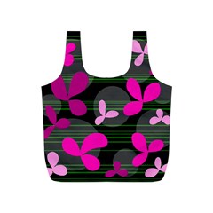 Magenta Floral Design Full Print Recycle Bags (s)  by Valentinaart