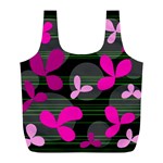 Magenta floral design Full Print Recycle Bags (L)  Back