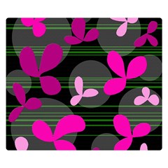 Magenta Floral Design Double Sided Flano Blanket (small) 