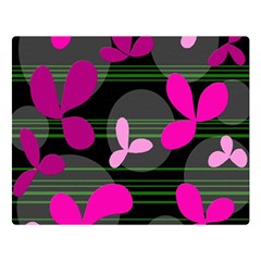 Magenta Floral Design Double Sided Flano Blanket (large) 