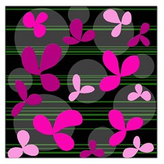 Magenta Floral Design Large Satin Scarf (square)