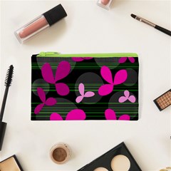 Magenta Floral Design Cosmetic Bag (xs) by Valentinaart