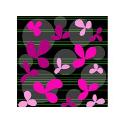 Magenta Floral Design Small Satin Scarf (square) by Valentinaart