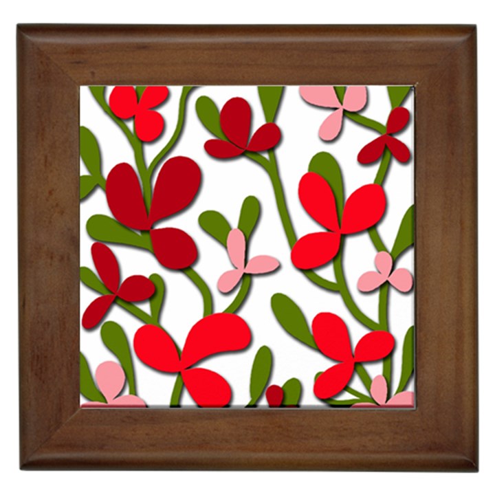 Floral tree Framed Tiles