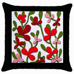 Floral Tree Throw Pillow Case (black)