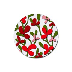 Floral Tree Rubber Round Coaster (4 Pack) 