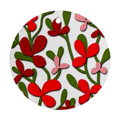 Floral Tree Round Ornament (two Sides)  by Valentinaart