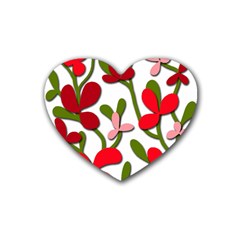 Floral Tree Rubber Coaster (heart) 