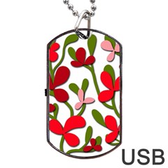 Floral Tree Dog Tag Usb Flash (two Sides)  by Valentinaart