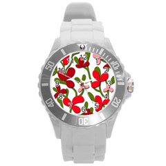 Floral Tree Round Plastic Sport Watch (l)