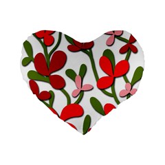 Floral Tree Standard 16  Premium Flano Heart Shape Cushions by Valentinaart