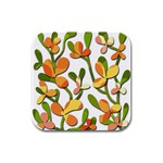 Decorative floral tree Rubber Square Coaster (4 pack)  Front