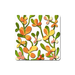 Decorative Floral Tree Square Magnet