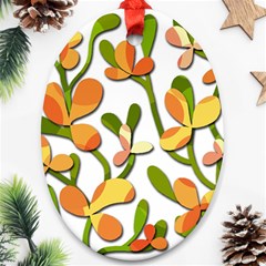 Decorative Floral Tree Oval Ornament (two Sides)