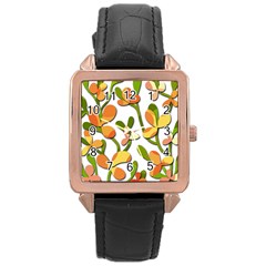 Decorative Floral Tree Rose Gold Leather Watch 