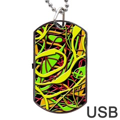 Snake Bush Dog Tag Usb Flash (one Side) by Valentinaart