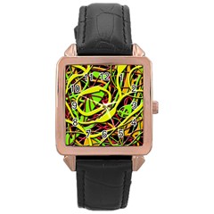 Snake Bush Rose Gold Leather Watch  by Valentinaart