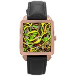 Snake bush Rose Gold Leather Watch  Front