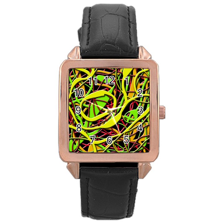 Snake bush Rose Gold Leather Watch 