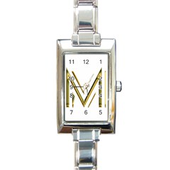 M Monogram Initial Letter M Golden Chic Stylish Typography Gold Rectangle Italian Charm Watch by yoursparklingshop