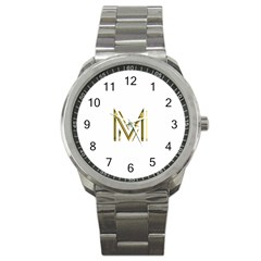 M Monogram Initial Letter M Golden Chic Stylish Typography Gold Sport Metal Watch