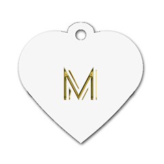 M Monogram Initial Letter M Golden Chic Stylish Typography Gold Dog Tag Heart (one Side)