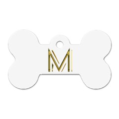 M Monogram Initial Letter M Golden Chic Stylish Typography Gold Dog Tag Bone (two Sides)