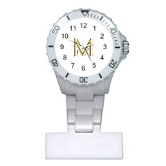 M Monogram Initial Letter M Golden Chic Stylish Typography Gold Plastic Nurses Watch by yoursparklingshop