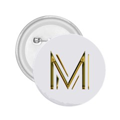 M Monogram Initial Letter M Golden Chic Stylish Typography Gold 2 25  Buttons by yoursparklingshop