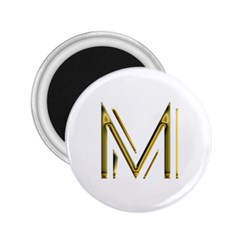 M Monogram Initial Letter M Golden Chic Stylish Typography Gold 2 25  Magnets by yoursparklingshop