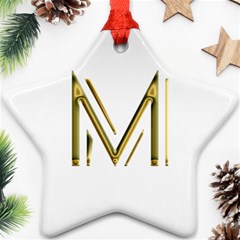 M Monogram Initial Letter M Golden Chic Stylish Typography Gold Ornament (star) 